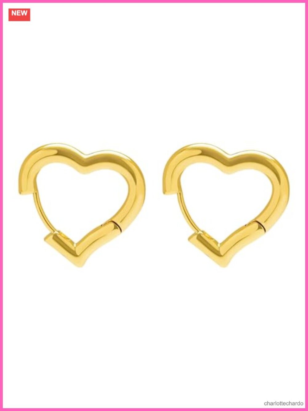 Heart Shaped Hoop Earrings 14K Gold Plated Brass Huggie